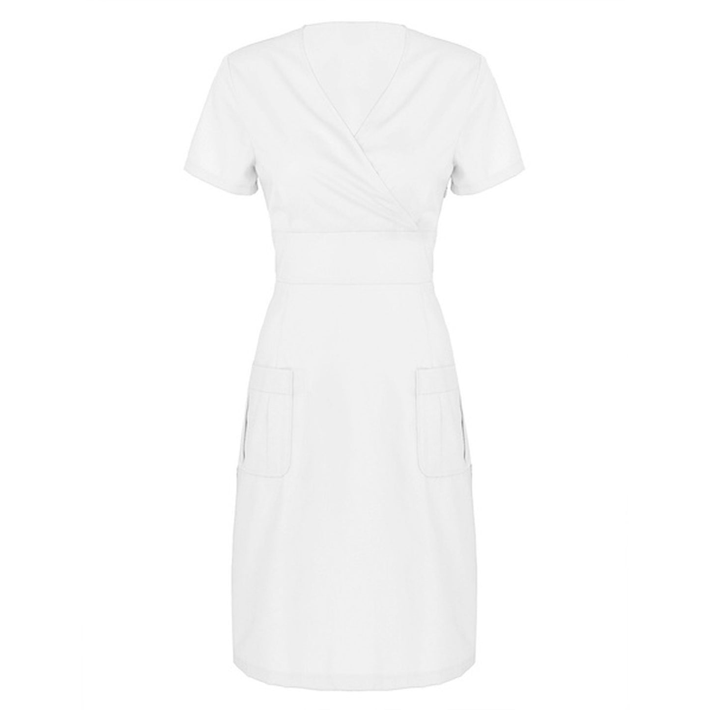 Women's Classy Short-sleeved V-neck Nurses' Uniform Nurse Dress
