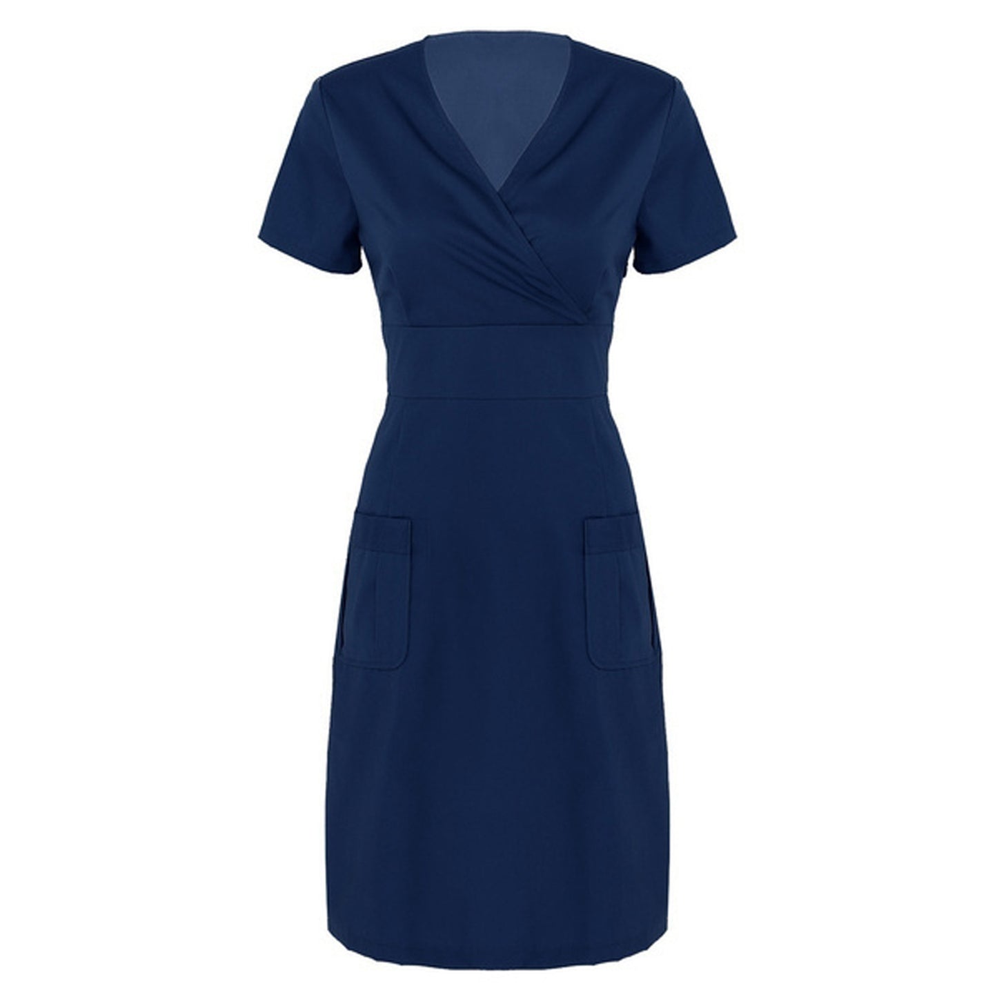 Women's Classy Short-sleeved V-neck Nurses' Uniform Nurse Dress