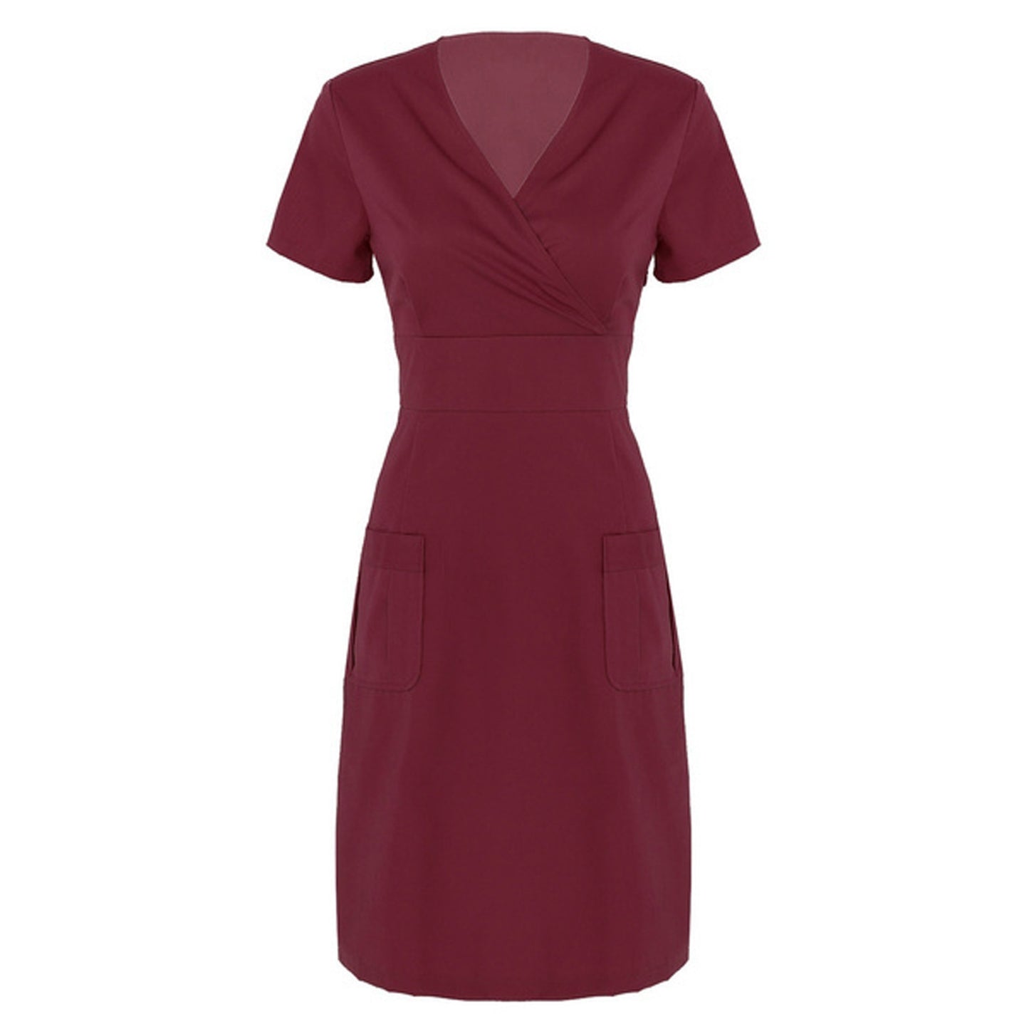 Women's Classy Short-sleeved V-neck Nurses' Uniform Nurse Dress