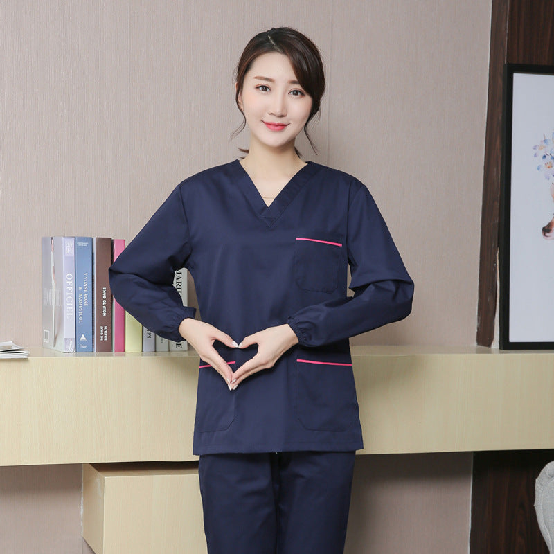 Comfort-Fit Medical Scrub Set-Long Sleeve & Elastic Cuffs