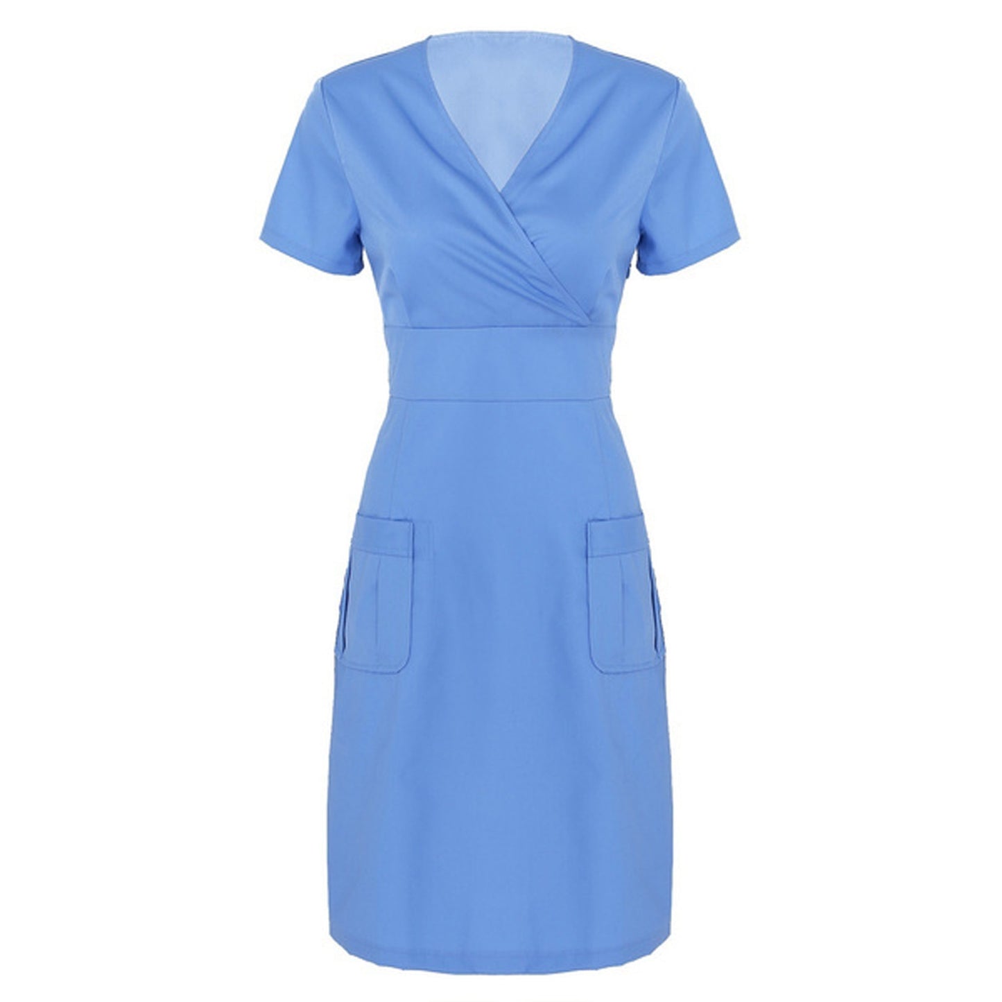 Women's Classy Short-sleeved V-neck Nurses' Uniform Nurse Dress